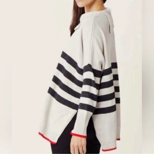 NEW Mersea Marina Split Neck Coastal Preppy Fisherman Slouchy Sweater One Size